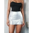 thumbnail image 6 of High Waist Stretch Split Hem Leather Club Mini Skort Women Bottoms Music Festival, 6 of 6