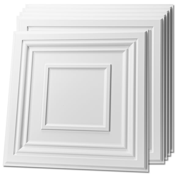 12Pcs 2ft x 2ft PVC Drop Ceiling Tiles,Glue Up Ceiling Tile for Home,Office,48 Sq.Ft,White