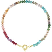 Beaded Gemstone Necklace for Women, Colorful Boho Bead Choker Natural Stone Surfer Beach Necklaces Gold Plated Summer Handmade Jewelry