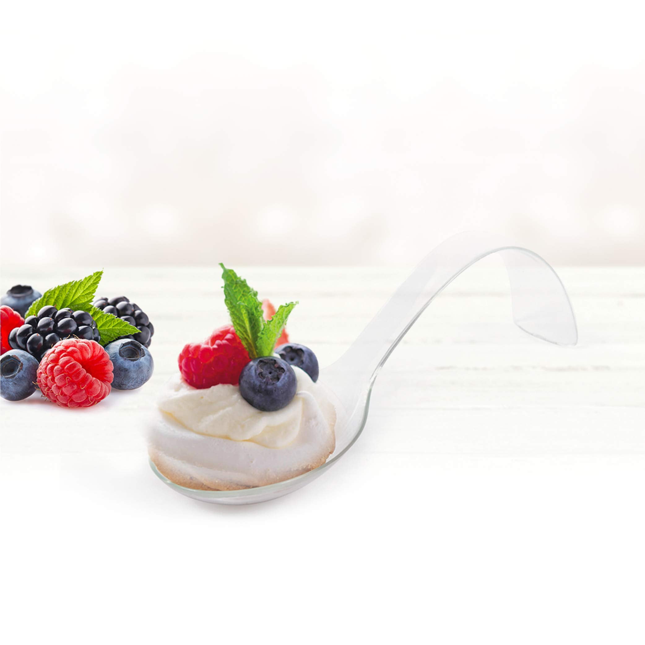 Curly Tasting Spoon, Disposable Appetizer Spoons, Clear Plastic Asian