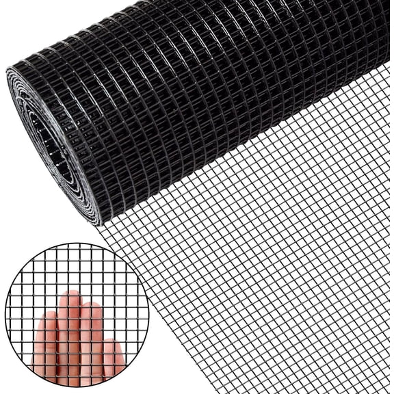 Welded Wire Fencing, 36" x 50FT Black PVC Coated Hardware Cloth with 1/4" Mesh, Rust-Proof Garden & Chicken Coop Wire Mesh