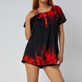 thumbnail image 2 of hirigin Women Summer Floral Print Short Sleeve Tunic Tops Casual Blouse T-shirt, Flower/ Stripe/ Flame/ Gold Printing Short Sleeve Tops, S/ M/ L/ XL/ XXL, 2 of 8