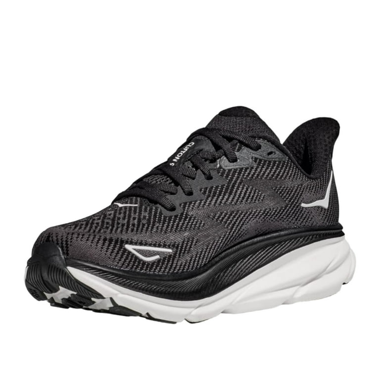 Hoka One Mens Clifton 9 Road Running Shoes - Black/White - 8