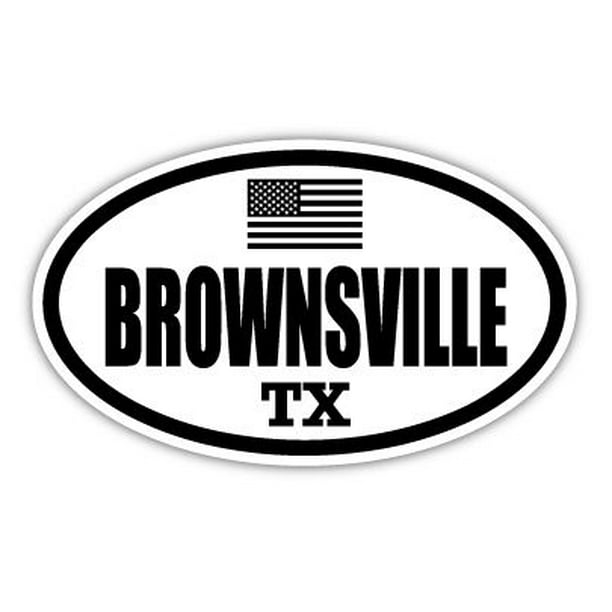 Brownsville TX Texas Cameron County Stealthy Subdued Old Glory US Flag Oval  Euro Decal Bumper Sticker 3M Vinyl 3