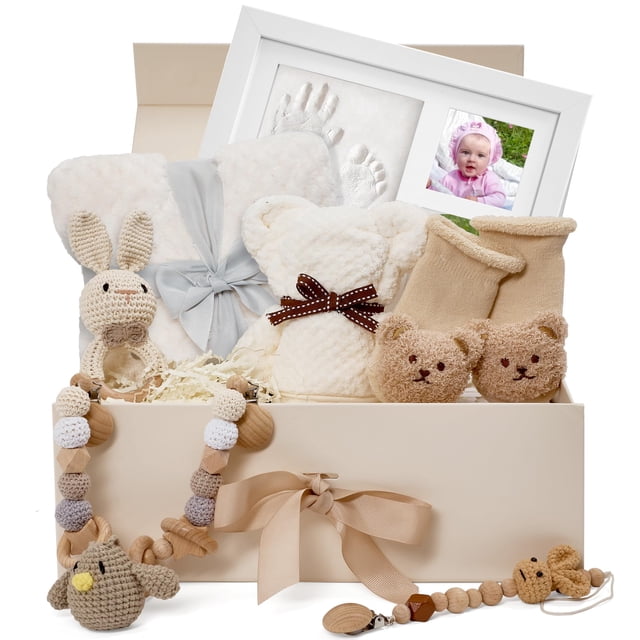 Set de regalo para bebés MYLARENTUM Newborn con marco para huellas de manos y huellas