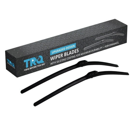 TRQ Silicone Coated Water Repellent Wiper Blades, 24in and 26in Automotive Windshield Wipers (Set of 2)