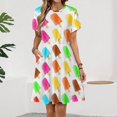 thumbnail image 2 of Popsicles Sundress Short Sleeve Dress Summer Women Clothes Dress for Women Dresses, 2 of 7