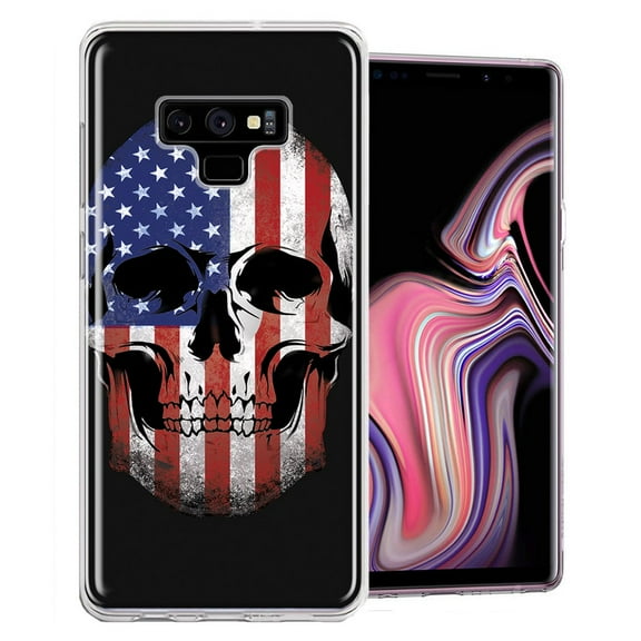 MUNDAZE For Samsung Galaxy Note 9 US Flag Skull Double Layer Phone Case Cover