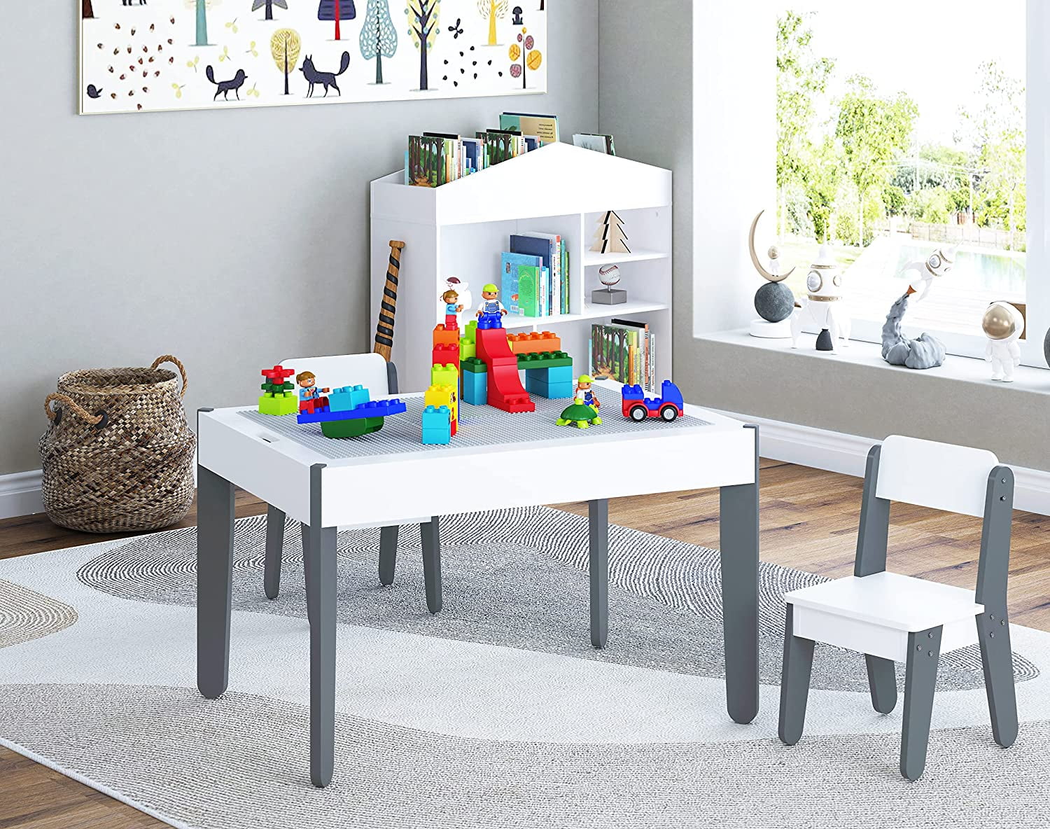 UTEX 2in1 Kid Activity Table With Storage For Older Kids, Large Play