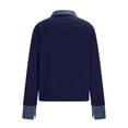 thumbnail image 6 of FAVIPT Oversized Knit Sweater for Women Fall Lapel Button Up Shirts Denim Patchwork 2 in 1 Cozy Long Sleeve Tops Navy,Free Size, 6 of 8