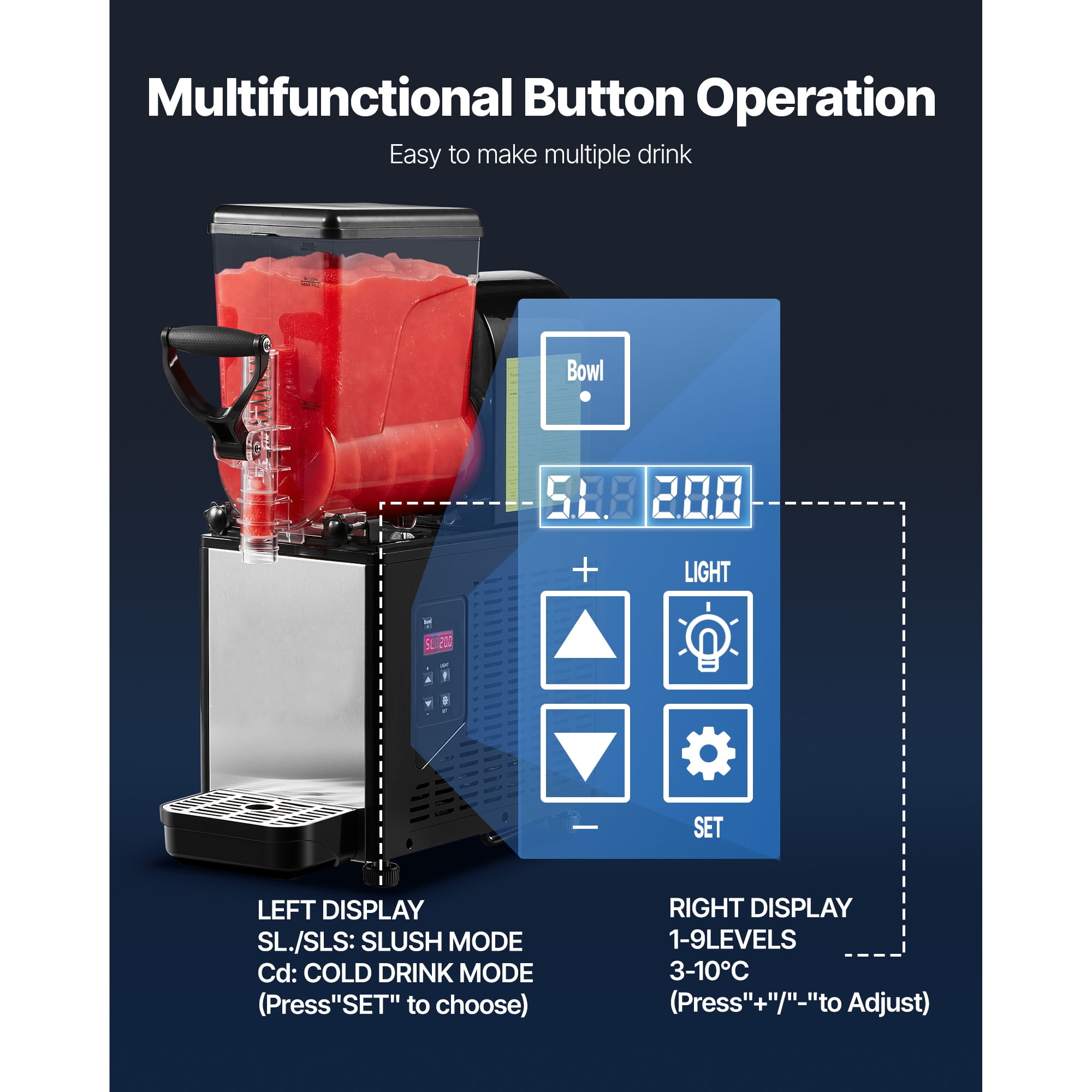 KFFKFF 6L/1.6Gal Commercial Slushie Machine, Frozen Drink Maker with Self-Cleaning Function, Ideal for Restaurants, Bars, and Parties to Prepare Slushies, Margaritas, Milkshakes, and More
