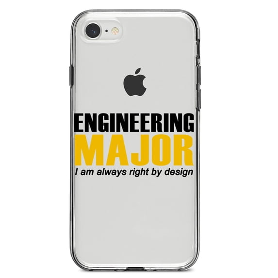 DistinctInk Clear Shockproof Hybrid Case for iPhone 7 8 SE (2020 Model) 4.7" Screen TPU Bumper Acrylic Back Tempered Glass Screen Protector - Engineering Major Always Right By Design