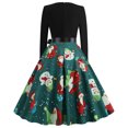 thumbnail image 4 of Fridja Robe Vintage Rockabilly Patchwork pour Femmes Robe de Fête de Noël avec Nœud, 4 of 8
