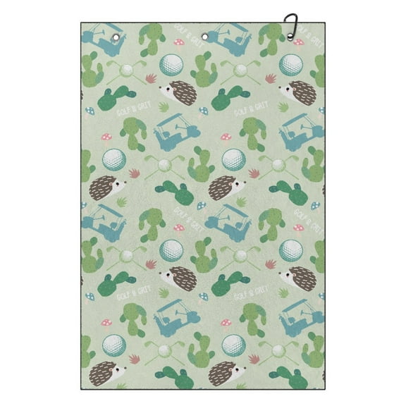 Yuyamidu Cute Hedgehog Golf Club Towel Golf Ball Towels Coral Velvet Golf Accessories Soft Comfortable Fabric Lightweight and Easy to Carry for Tournament Travel, Green