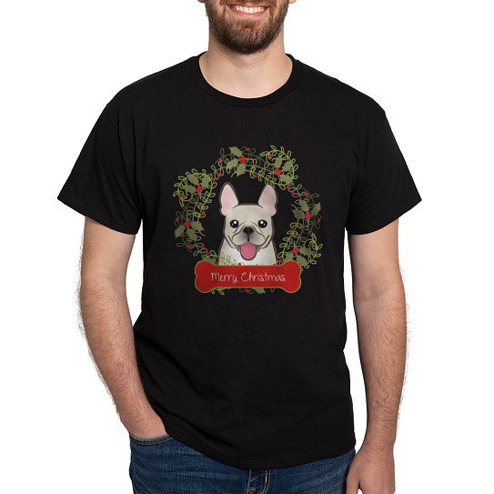 CafePress - French Bulldog Christmas Wreath Men's Value T Shir - Men's Classic Cotton T-Shirts