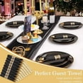 thumbnail image 5 of 60 Pack Gold Silverware, Rolled, Pre Wrapped with Black Napkins, Heavy Duty Plastic Cutlery, Forks and Spoons, 5 of 5
