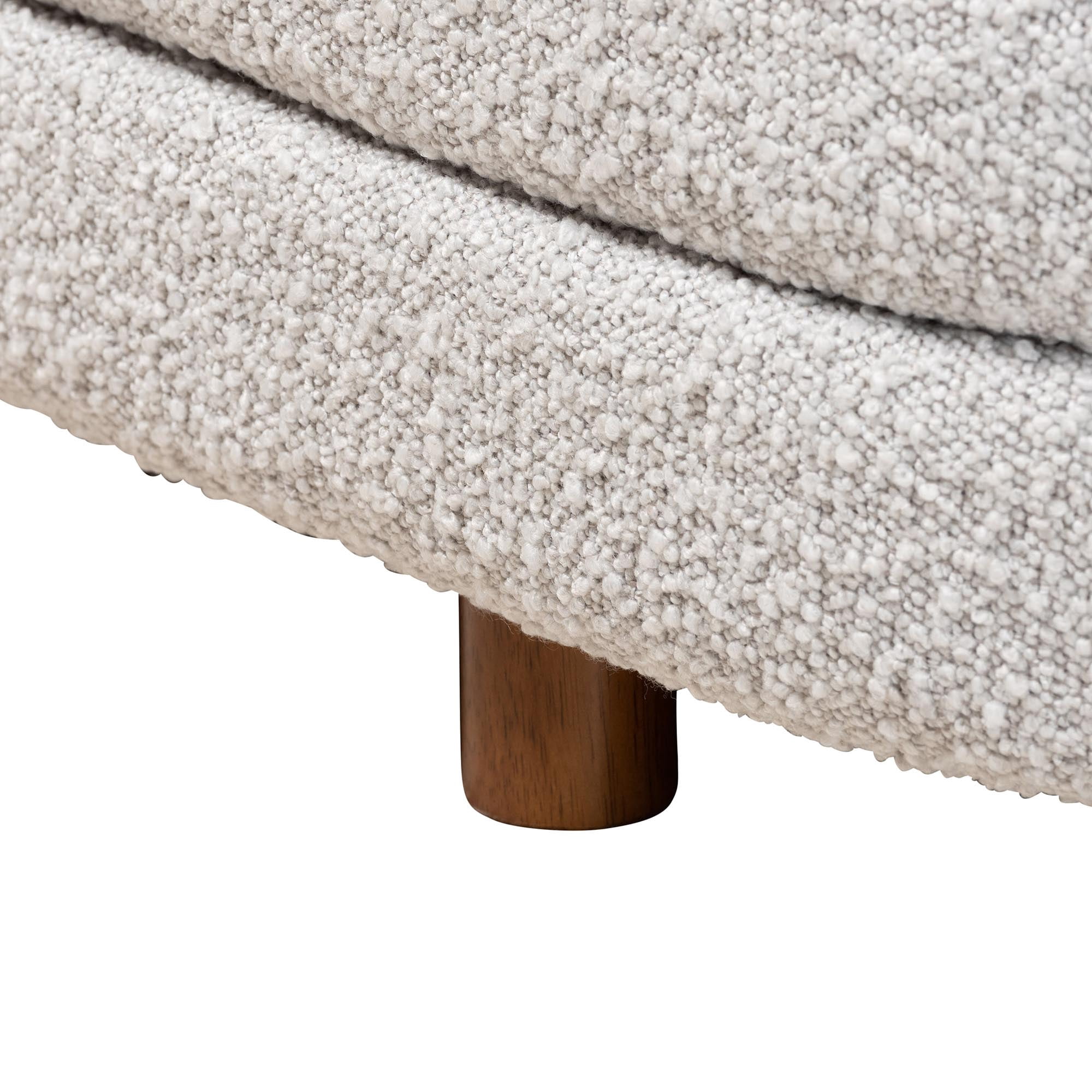 Baxton Studio Betiana Modern Japandi Light Grey Boucle Fabric and Walnut Brown Finished Wood Storage Bench