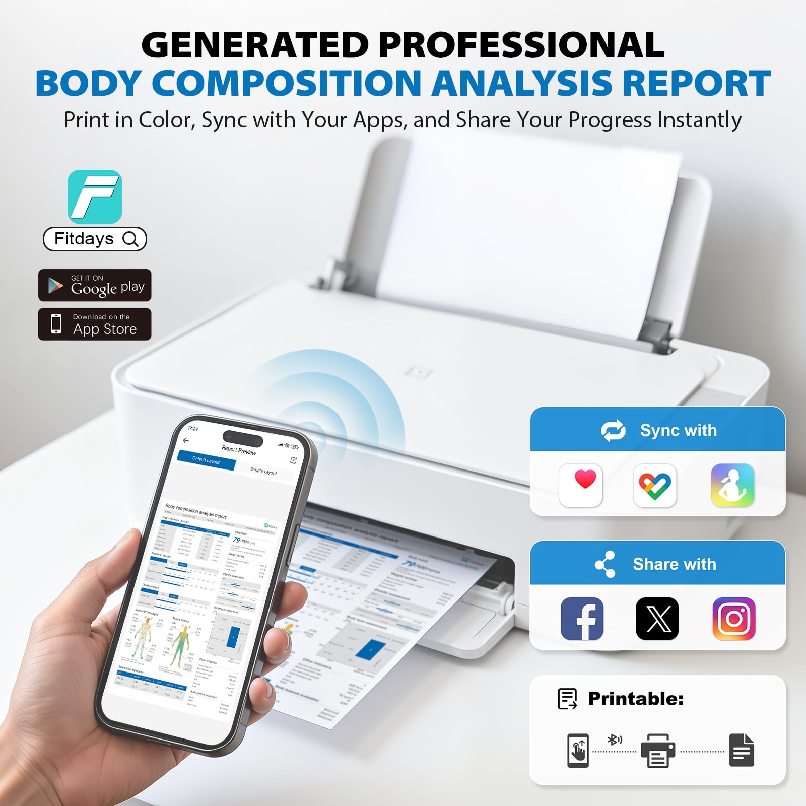 ABLEGRID Scale for Body Weight and Fat Percentage, 8-Electrode Smart Body Fat Scale, Large Display Digital Weight  Scale, 26 Body Composition Metrics BMI with Fitness App, 400lb, Black