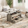 thumbnail image 1 of 47.2 Inch Lift Top Coffee Table, Adjustable Height Wooden Center Table with 2 Drawers, Hidden Compartment and Open Shelf for Living Room Home Office, 1 of 9