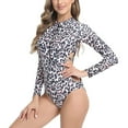 thumbnail image 4 of Hicidod One Piece Rash Guard Swimsuits for Women Printed Long Sleeve Zipper Swimwear UV Protection Surfing Bathing Suits, 4 of 7