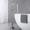 thumbnail image 2 of CoSoTower Freestanding Tub Filler Bathtub Faucet Brushed Nickel With Hand Held Shower Floor-Mount, 2 of 5