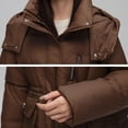 thumbnail image 4 of Fashion Winter Warm Hooded Coats for Womens Plus Size Casual Loose Solid Color Pocket Zippered Reversible Long Coat, 4 of 9