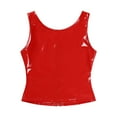 thumbnail image 6 of Jowowha Women U Neck Sleeveless Tank Top PVC Leather Zipper Camisole T Shirts Pole Dance Clubwear Red S, 6 of 7