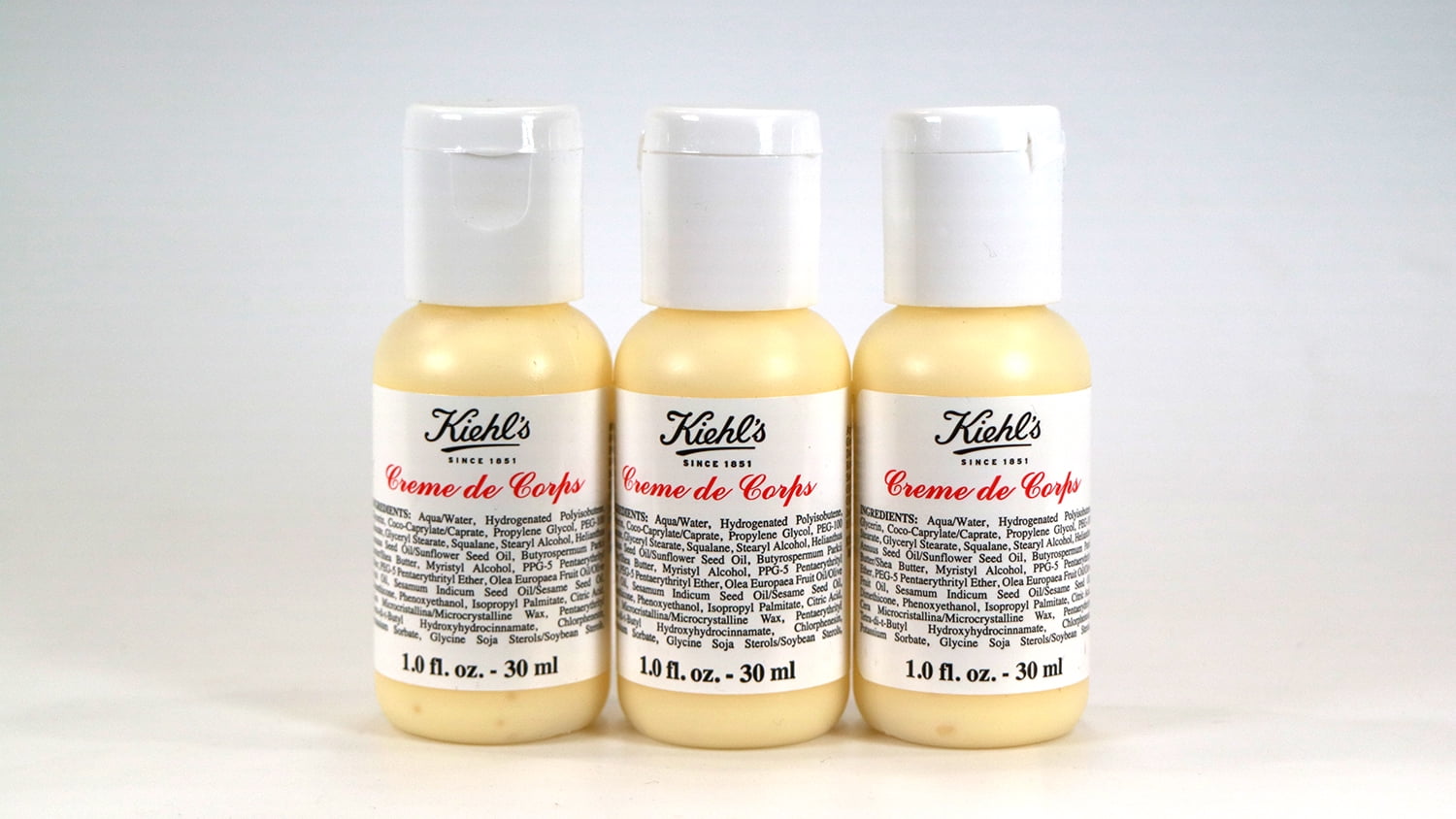 3X Kiehl's Creme De Corps Body Moisturizer (Travel Size) 1oz/30ml*3