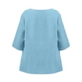 thumbnail image 3 of Vivianyo HD Women's Tiered Layered Hem Blouse, Round Neck 3/4 Sleeve Swing Tunic Top for Women, Fall Versatile Top for Office and Weekend, Sizes L-5XL, 3 of 4