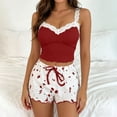 thumbnail image 2 of Loopsun Womens Pajamas Sets Solid Thin Straps Fitted Top Matching Shorts Two Piece Outdoor Loungewear, 2 of 5