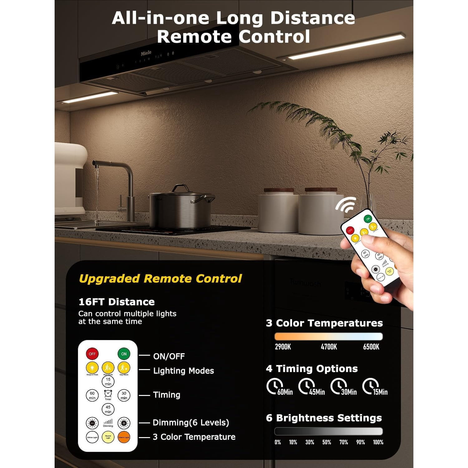 16" Ultra-Thin Under Cabinet Lighting Wireless, Aluminum Alloy Under Counter Lights for Kitchen, 3-Color-Temps Magnetic Closet Lights, Rechargeable Motion Sensor Light Indoor (4 Pack, Silver)