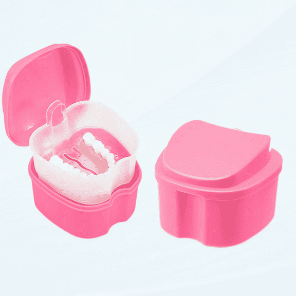 Denture Retainer Container Case Cleaning,Denture Bath Box False Teeth Storage Box - Leak Proof and Lid Waterproof
