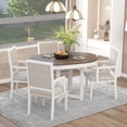 thumbnail image 2 of Benita 5pc Dining Set Extendable Table 4x Side Armrests Chairs - Brown+White, 2 of 31