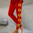 thumbnail image 2 of GHSOHS Leggings for Women Black Leggings Sunflower Print Tights Seamless Lifting Workout Leggings High Waisted Yoga Pants Comfy Capris Leggings Plus Size Red Jeggings Capris Pants Knee Lengt,XL, 2 of 5