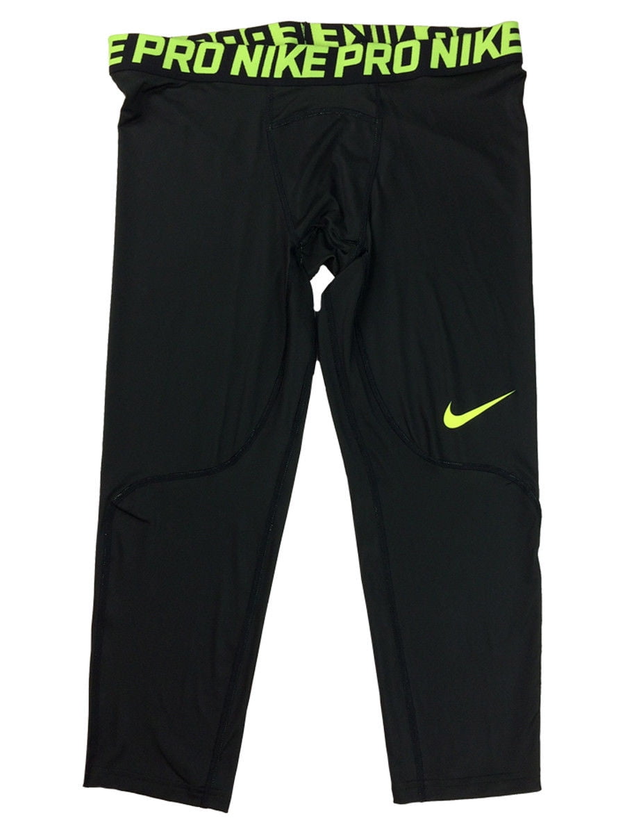 Nike Mens Pro DriFit 3/4 Color Burst Tight Pants Black/Volt New (2XL