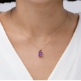 thumbnail image 3 of ANGARA Natural Emerald-Cut 5.3 ct Amethyst Solitaire Pendant in 14K Rose Gold for Women (Size-12x10mm) | February Birthstone, Birthday, Anniversary, Jewelry Gift for Women | Natural Amethyst Necklace, 3 of 9