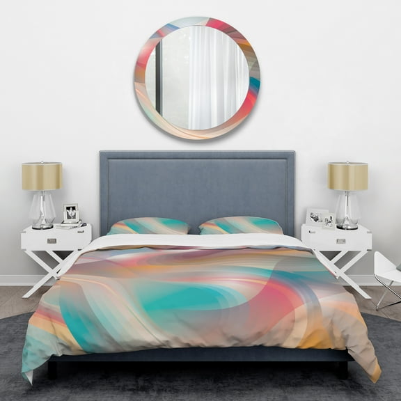 Designart 'Retro Shining Colour Waves' Mid-Century Modern Duvet Cover Set