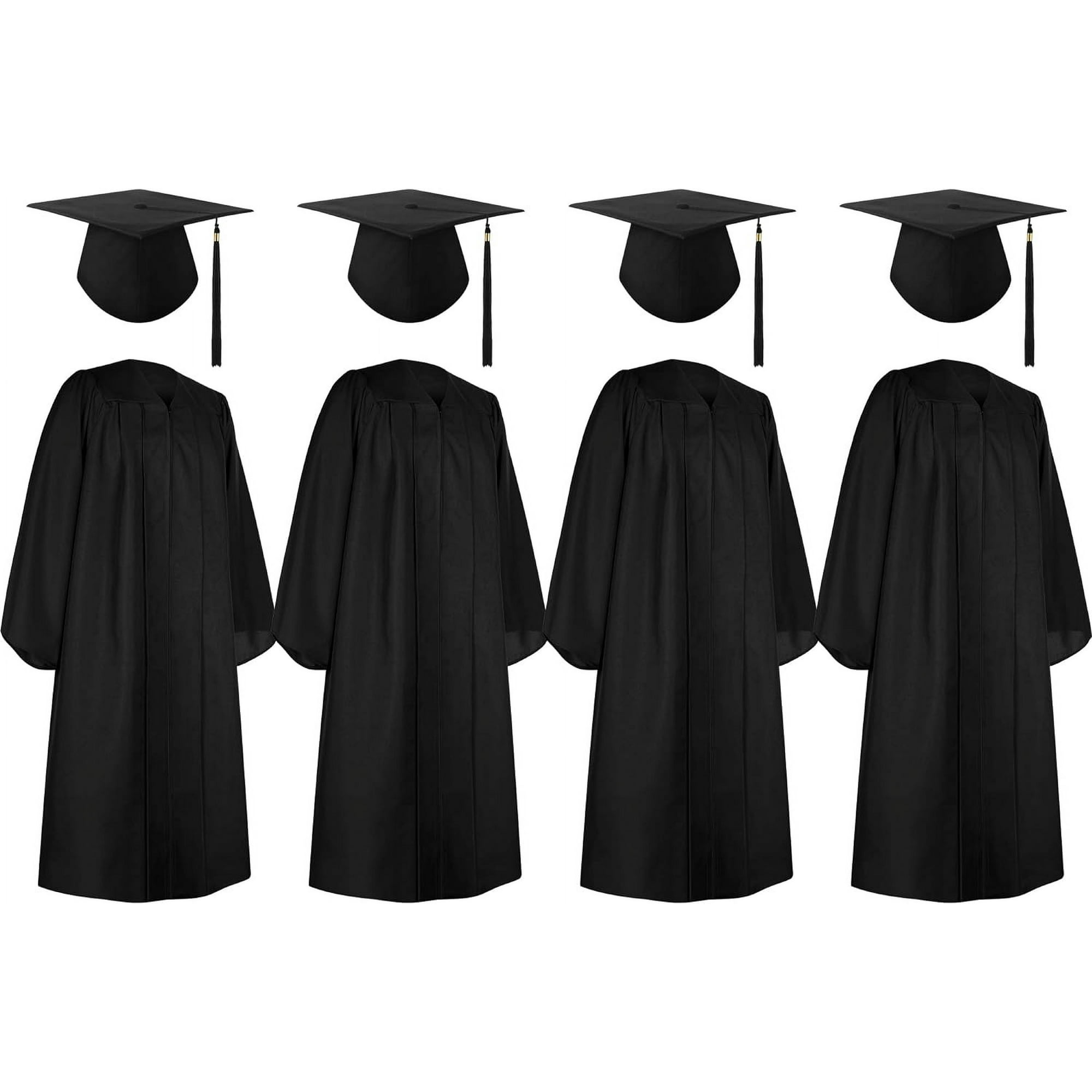 HSHDLDF 4 Set Graduation Cap and Gown Matte Graduation Gown Cap Graduation Gown for High School Bachelor