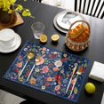 thumbnail image 3 of Navy Blue Flowers Placemats Set of 6, Spring Vintage Floral Leaves Farmhouse Placemats for Dining Table, Place Mats for Kitchen Tabletop, Waterproof Wipeable Dining Table Mats Set, 3 of 9
