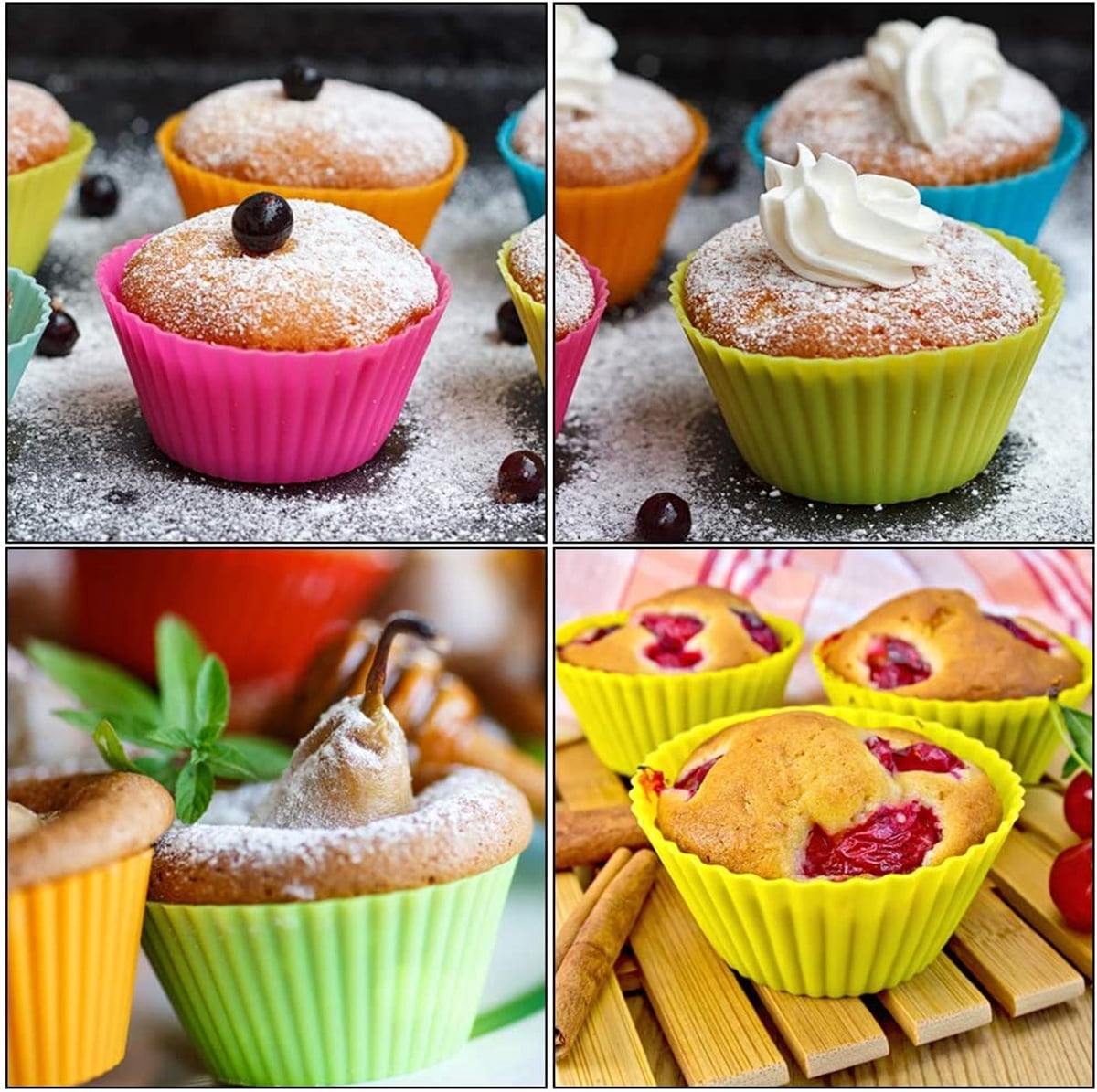 24-Pack Silicone Cupcake Liners - Reusable Baking Cups In 8 Colors