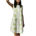 thumbnail image 2 of QingYiHua Womens Floral Dress Sleeveless Mini Summer Casual Dresses Beach Vacation Crewneck Tank Dress,Green, 2 of 4