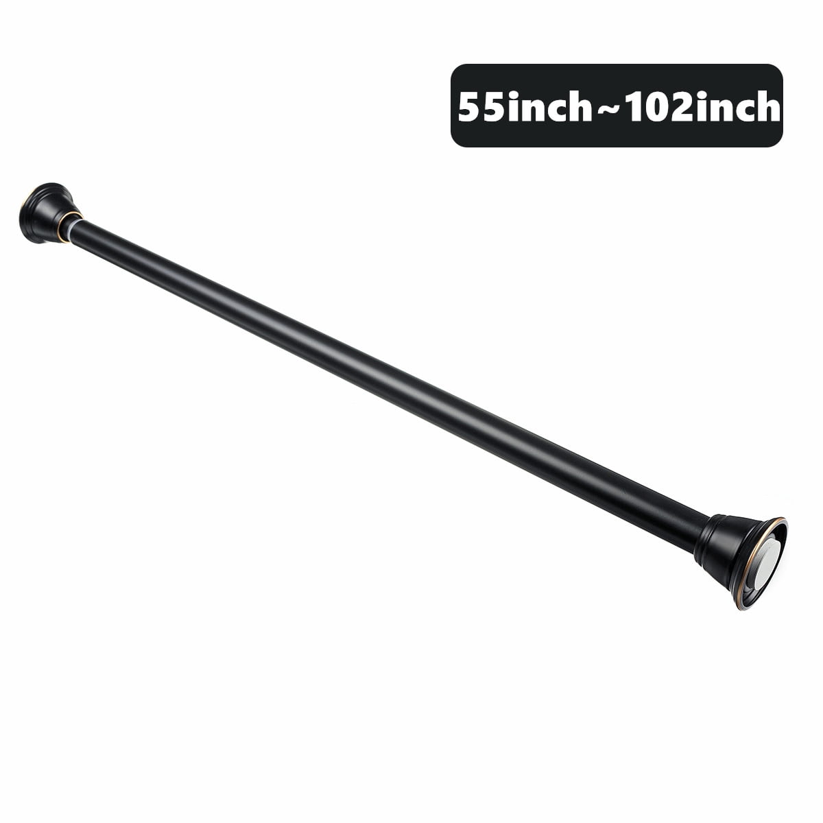 Black Shower Curtain Tension Rod, Stainless Steel Telescopic Bath
