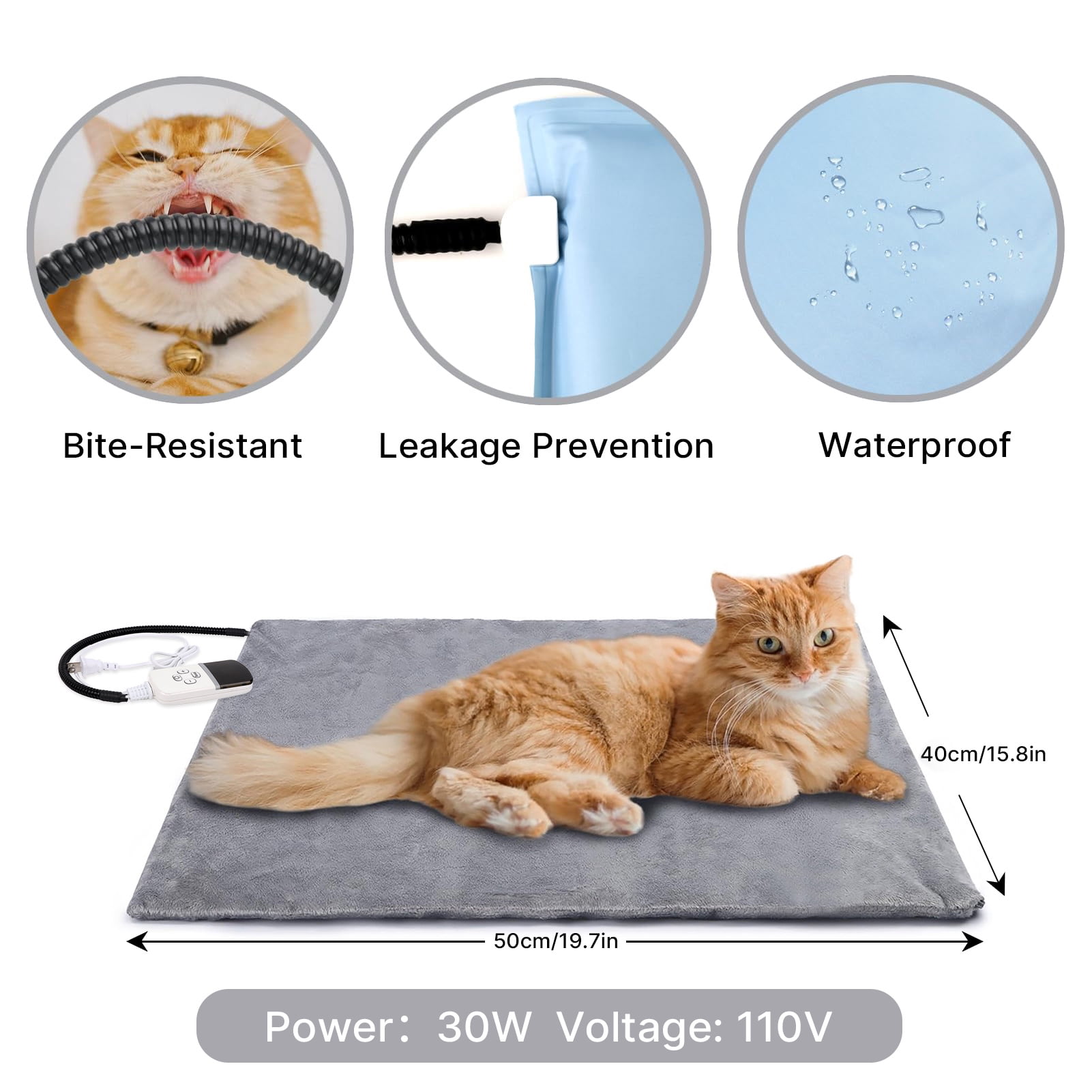 ZALALOVA Pet Heating Pad for Dogs,20x16 Inch Cat Heating Pad Indoor Electric with Timer, 9 Level Temperature Dog Heating Pad Waterproof Heated Dog Pad Mat