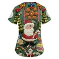 thumbnail image 4 of HaHaHappy Womens Scrubs Christmas Plus Size Short Sleeve Funny Christmas Santa Print Scrub Shirts Casual V Neck Dressy Scrub Tops Medical Workwear Nurse Nursing Uniform with Pocket Dark Green L, 4 of 4