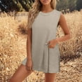 thumbnail image 2 of Annhoo 2 Piece Outfits for Women Casual Sleeveless Crewneck Tanks with Shorts Summer Plus Size Knitted Sweater Sets, 2 of 7