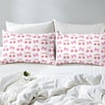 Erosebridal Bowknot Bed Sheet Set - Queen Size, Abstract Watercolor Design, Hot Pink Microfiber