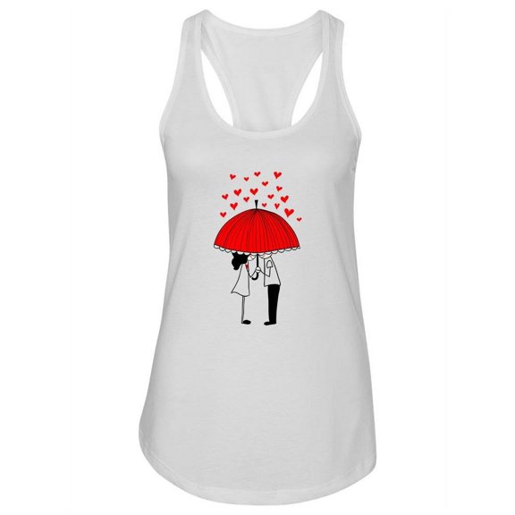 Romantic Couple Under Umbrella Tank Women -Image by Shutterstock, Female x-Small