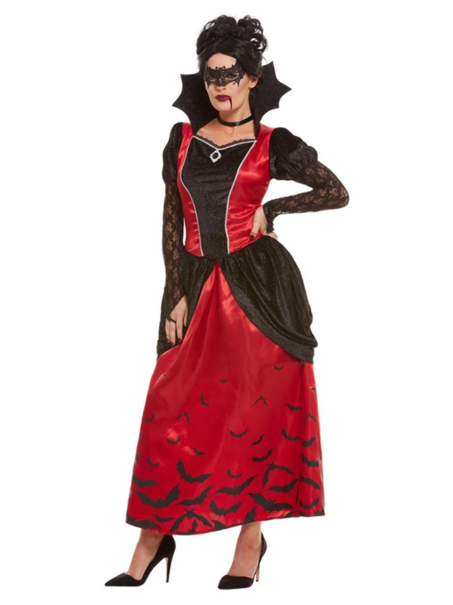 Fever Red Vampiress Suit Halloween Horror Womens Ladies Fancy Dress Costume 