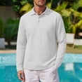 thumbnail image 2 of ZVAVZ Mens Knit Polos Shirts Long Sleeve Textured Collared T-Shirt Solid Loose Fit Vacation Tops Fashion Breathable Beach Tee Shirt White S, 2 of 6