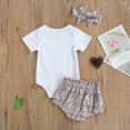 thumbnail image 4 of ITFABS Baby Summer Outfits, Letter Print Romper + Leopard Shorts + Headband, 4 of 8